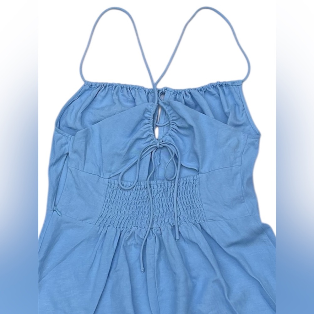 H&M NWT Linen-Blend Light Blue Mini Dress Size:S - Picture 6 of 7